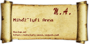 Mihályfi Anna névjegykártya